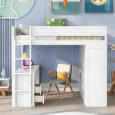 Bellemave® Loft Bed with Wardrobes,2 Drawer Desk with Cabinet - Bellemave
